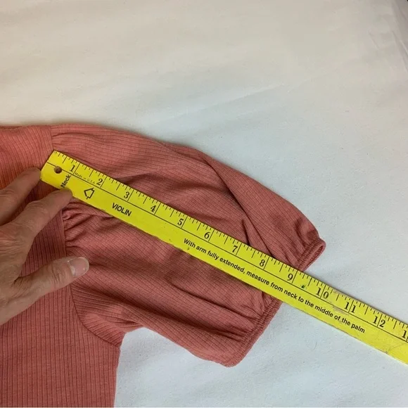 Lulus Ribbed Scoop Neck Puff Short Sleeve Bodysuit- Small - Picture 14 of 14